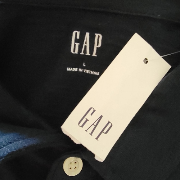 GAP Collared button-up Men's Short Sleeve Polo Navy Blue LARGE - Picture 5 of 8